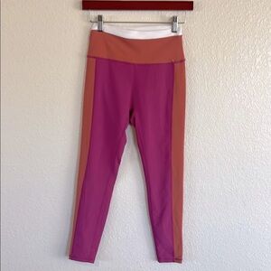 NWT Wilo the Label Color block Pink Ginger White Colorful High-Waisted Leggings